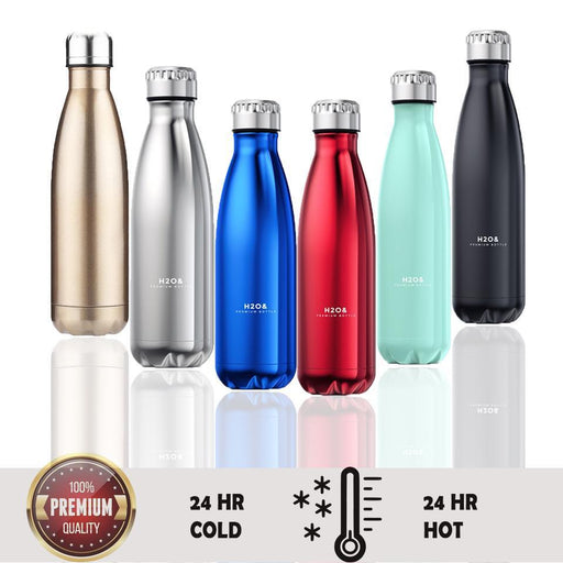 Insulated Water Bottle Thermal Double Wall Drink Vacuum Flask 350-500ml Hot Cold