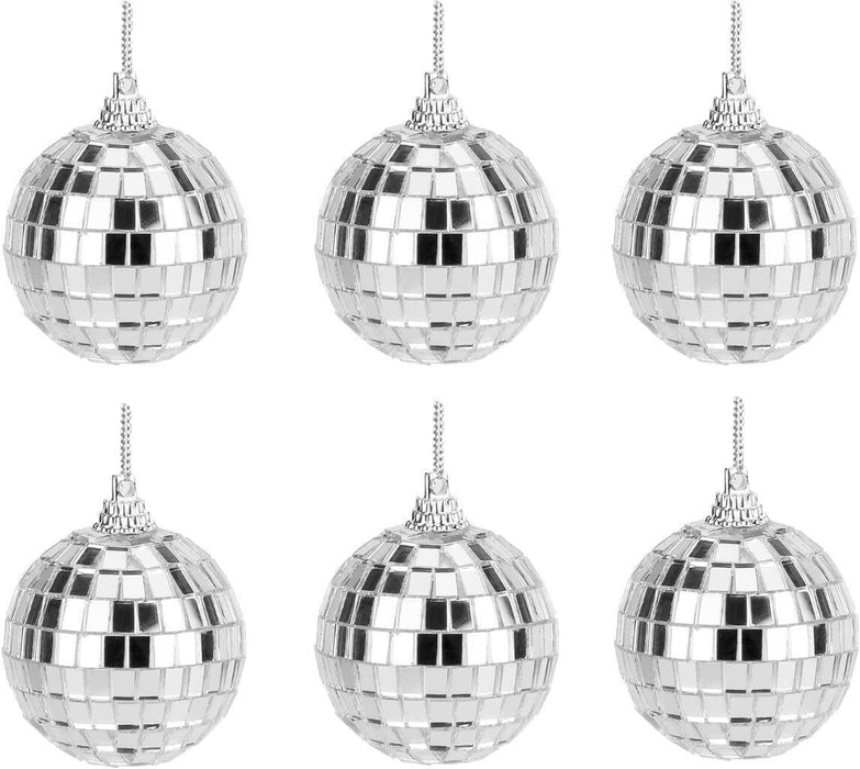 Mirror Disco Balls Set 6pcs Silver Disco Party Decoration Christmas Balls 5cm