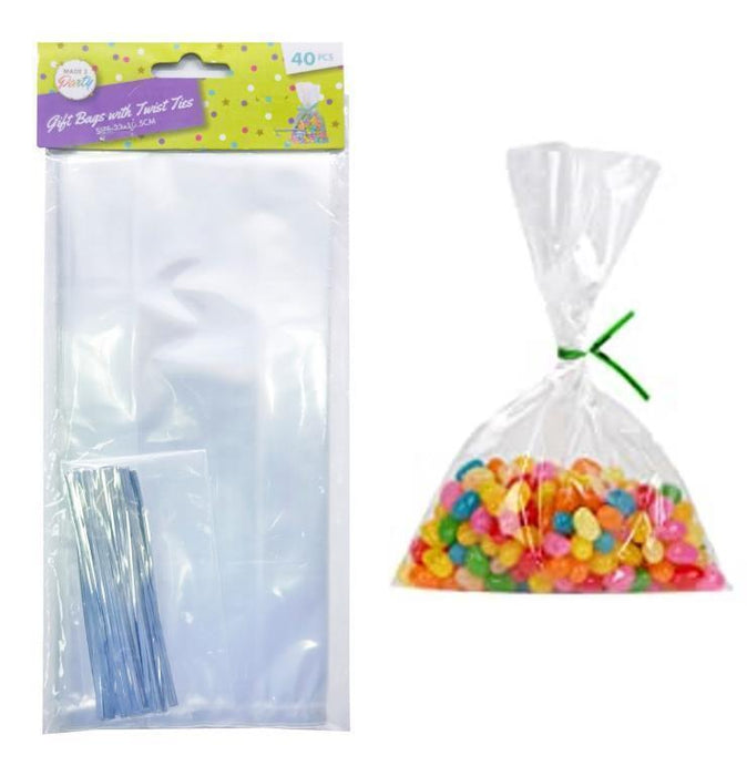 Lolly Bags with Twist Ties Party Favour Cookie Candy Treat Plastic Gift Bags