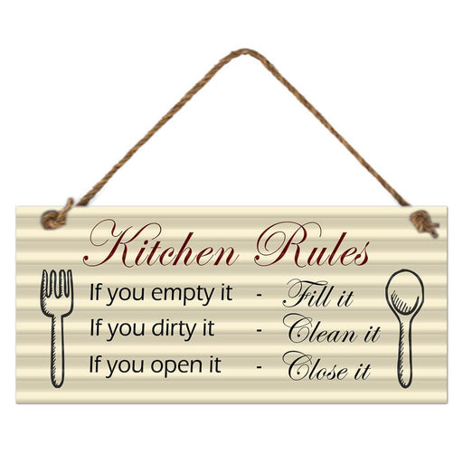 Kitchen Rules Metal Sign Country Vintage Retro Tin Home Signs Wall Decor 30cm