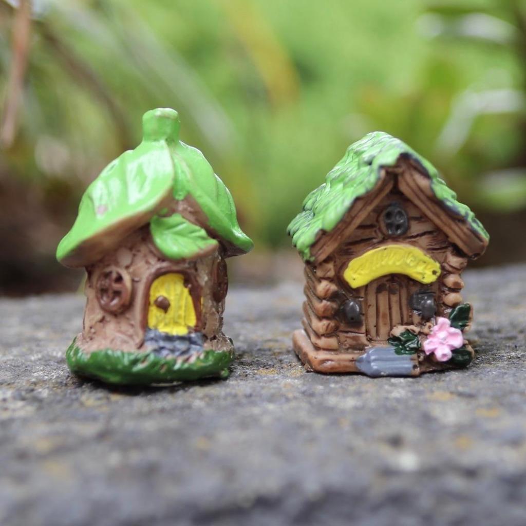 Miniature Fairy Garden House Mini Fairy House Cottage Mushroom House Set of 4