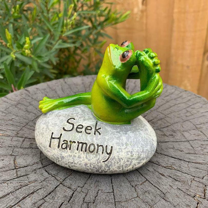 Yoga Frogs Ornaments with Word Frog Statue Figurines Funny Garden Home Sculpture