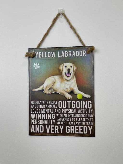 Yellow Labrador Dog Sign Metal Wall Hanging Dogs Sign Colourful Home Decor 27cm