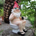 Garden Gnome Naked Nude Gnomes on Toilet Drinking Naughty Garden Ornament 25cm