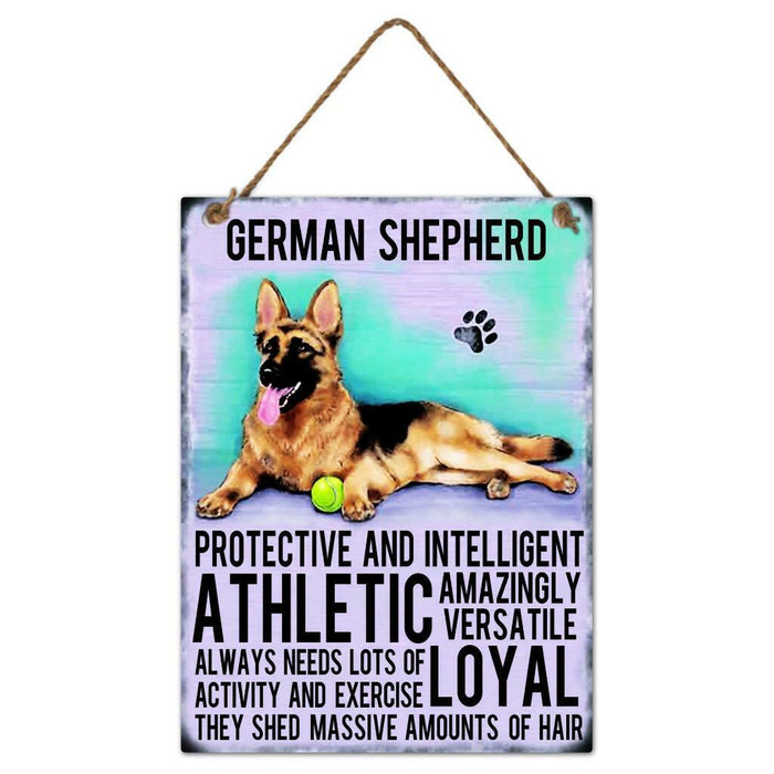 German Shepherd Dog Sign Metal Wall Door Hanging Dogs Sign Home Decor 27cm