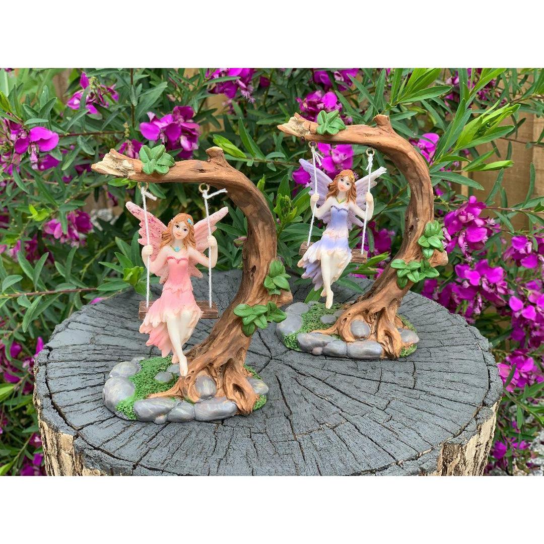 Fairy on Tree Swing Garden Décor Accessories Figurine Fairies Angel Ornaments