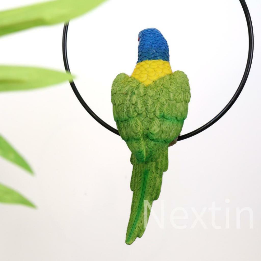 Rainbow Lorikeet Bird in Ring Birds Figurine Statue Garden Ornaments Decor 22cm