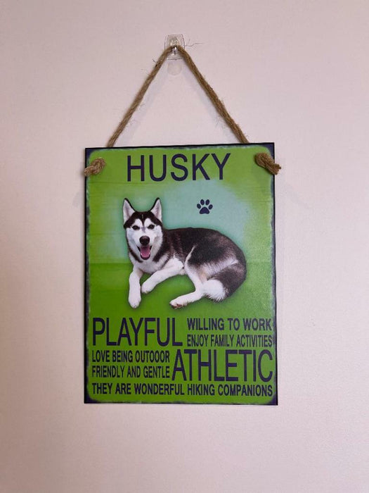 Husky Dog Sign Metal Wall Door Hanging Dogs Sign Home Decor 27cm