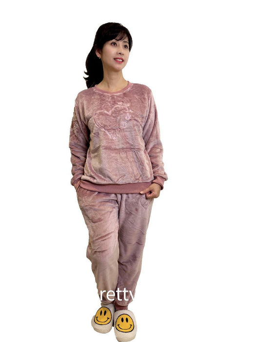 Women Pyjamas Pyjama Set Soft Plush Fleece Warm Winter Sleepwear Pajamas s8-18