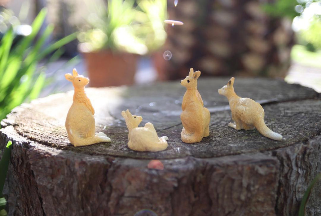 Miniature Kangaroo Figurines Australian Wildlife Animal Mini Animals Pack of 4