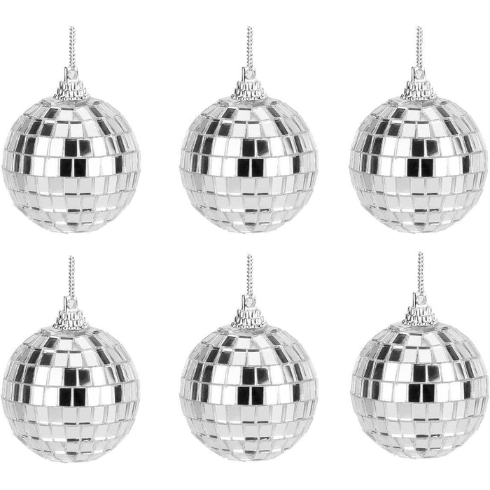 Mirror Disco Balls Set 6pcs Silver Disco Party Decoration Christmas Balls 5cm