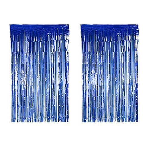 Foil Metallic Fringe Tinsel Curtain Blue Backdrop Door Party Decorations Decor