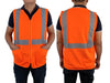 Hi Vis Reflective Safety Vest Workwear with Zipper & Pocket Day & Night Orange