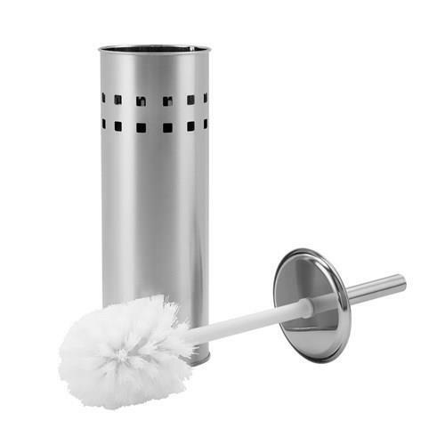 Toilet Brush & Roll Holder Set Stainless Steel Bathroom Cleaning 3pc Set Silver