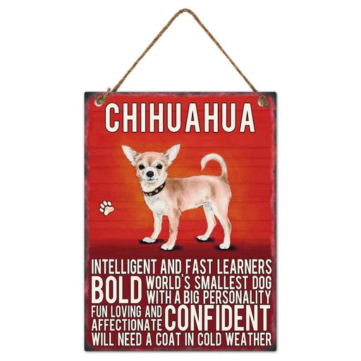 Chihuahua Dog Sign Metal Wall Door Hanging Dogs Sign Colourful Home Decor 27cm