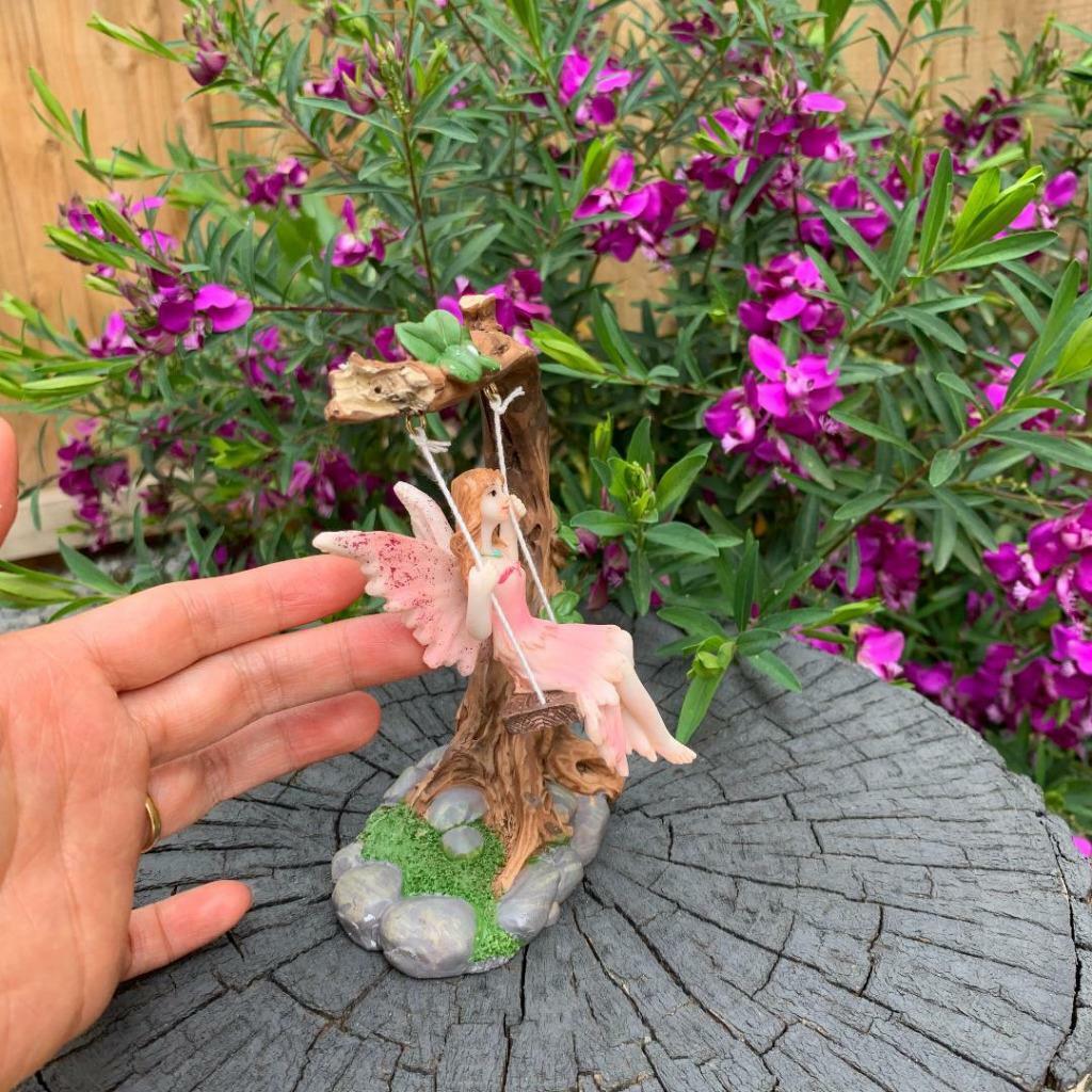 Fairy on Tree Swing Garden Décor Accessories Figurine Fairies Angel Ornaments
